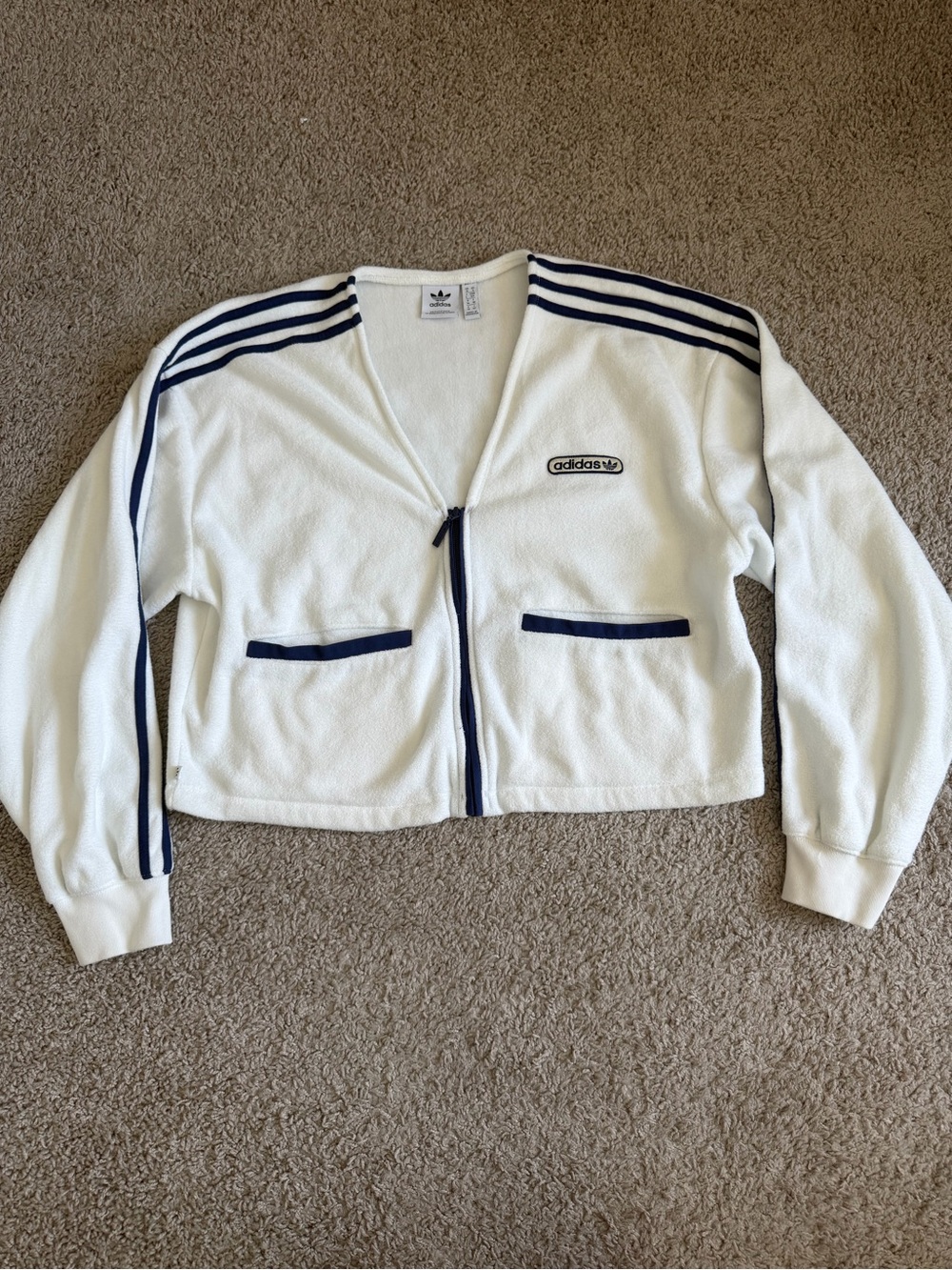 Adidas Cropped Zip Up Terry Jacket